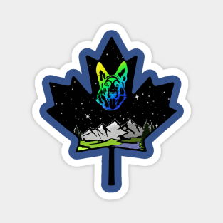 Canadian Maple Leaf German Shepherd - Green/Blue Magnet
