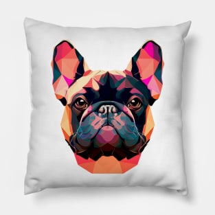 French Bulldog Geometric Portrait - Sunset Pillow