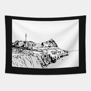 Rock of Gibraltar (Black and white) Tapestry