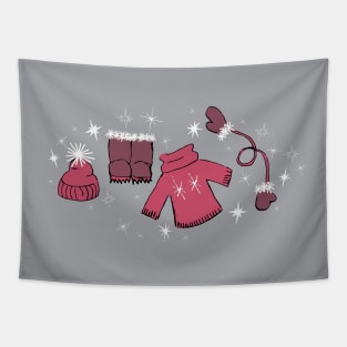 Winter weather snow lover gear cartoon illustration Tapestry