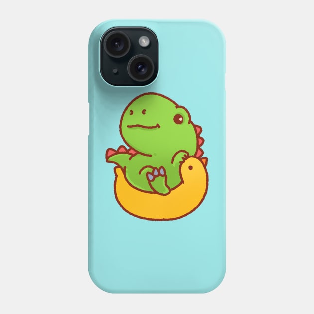 Cute dino on a yellow bird pool float Phone Case by Tinyarts