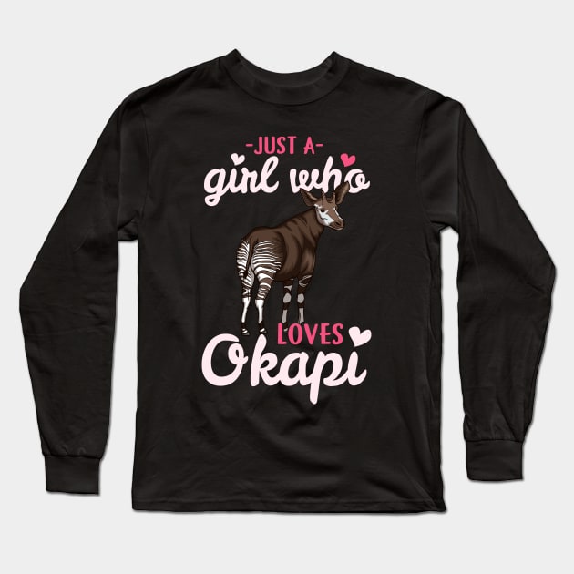 Just a Girl who loves Okapi I Zebra Forest Giraffe design - Okapi - Long  Sleeve T-Shirt