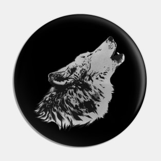 Howling Gray Wolf Pin