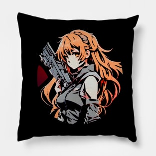 Cute Girl Holding A Weapon Pillow