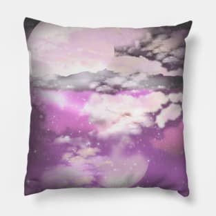 pink moon fantasy landscape Pillow