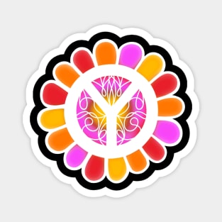 FLORAL Peace Sign Hippie Lifestyle Magnet