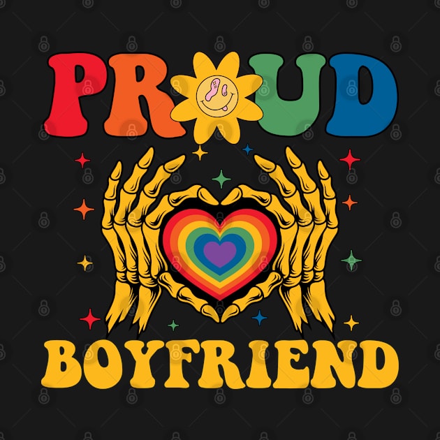 Rainbow Skeleton Heart Proud Boyfriend LGBT Gay Lesbian Pride by Vixel Art