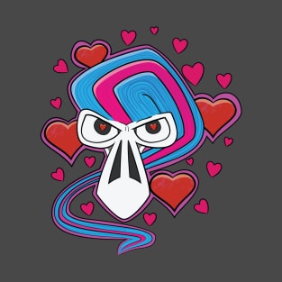 Love Struck Skull Valentines Day Cartoon T-Shirt