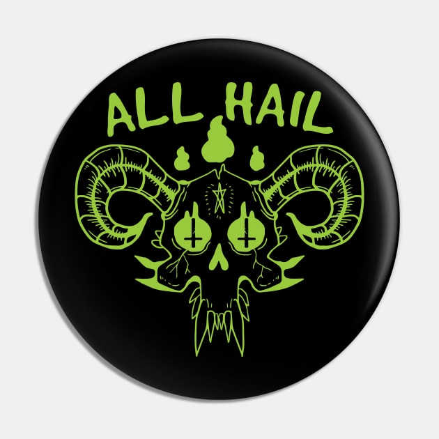 Satanic All Hail Skull Pin by pa2rok