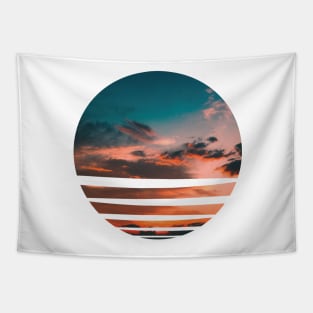 Relax orange Sky with Sunset Circle Graphic Tapestry