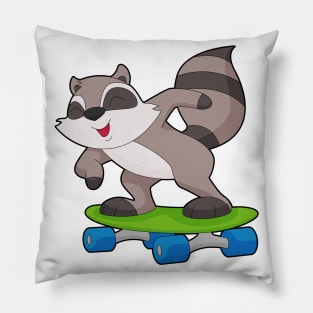 Racoon Skater Skateboard Sports Pillow