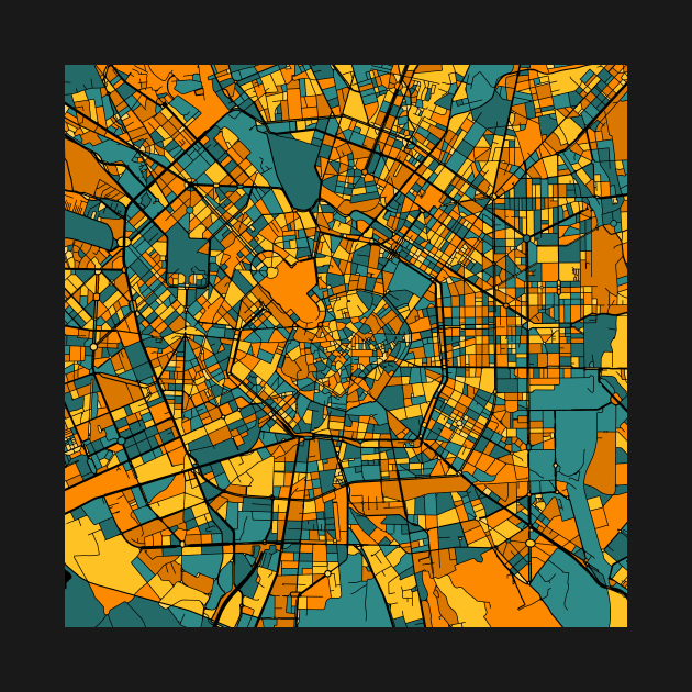 Milan Map Pattern in Orange & Teal by PatternMaps