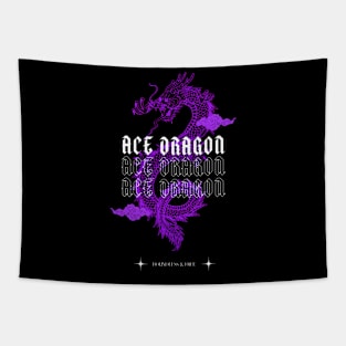 Japanese Aesthetic Ace Pride Purple Dragon Tapestry