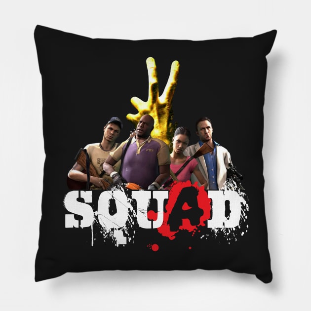 Left 4 Dead 2 Squad (white) Pillow by red-leaf