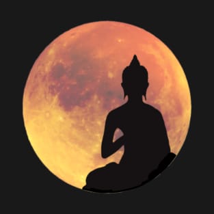 Full Moon and Buddha Silhouette T-Shirt