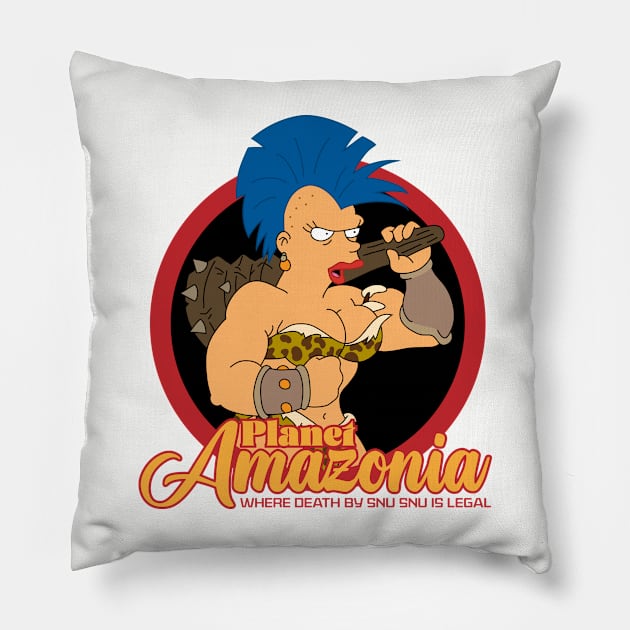 Blue Haired Amazon Goddess Pillow by Teesbyhugo