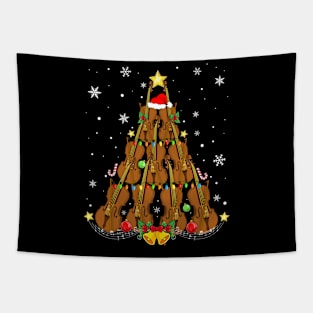 Funny Christmas Vilollin Player Xmas Tree Vilollin Men Women Tapestry