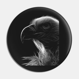 vulture head, black shirt Pin