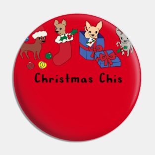 Red Christmas Chis - Smooth Coat Chihuahuas - Christmas Chihuahua Tee Pin