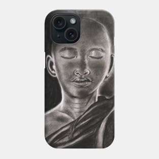 The monk meditating charcoal drawing. Phone Case