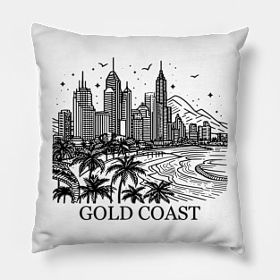 gold coast australia city simple line art illustration Pillow