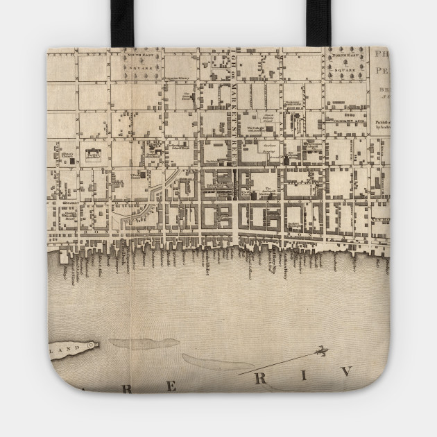 Vintage Map Of Philadelphia Pennsylvania 1776 Philadelphia Map Tote Teepublic Au