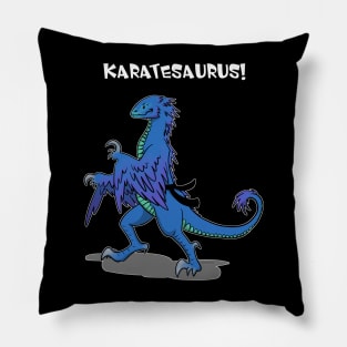 Karatesaurus! blue for dark backgrounds Pillow