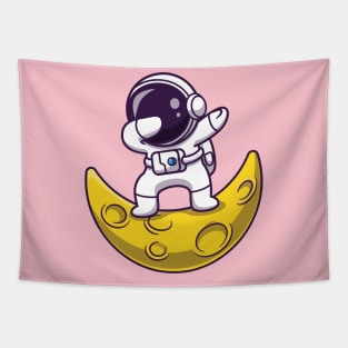 Astronauts Dabbing On The Moon Cartoon Tapestry