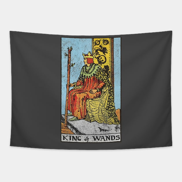 King of wands tarot card (distressed) Tapestry by Nate's World of Tees