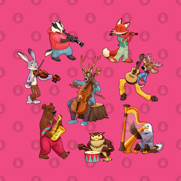 Musician cartoon animals by ddraw