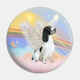 English Springer Spaniel (black-white) in Heavens Clouds Pin