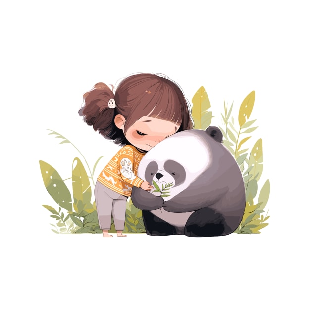 Cute Giant Panda Animal Loving Cuddle Embrace Children Kid Tenderness by Cubebox