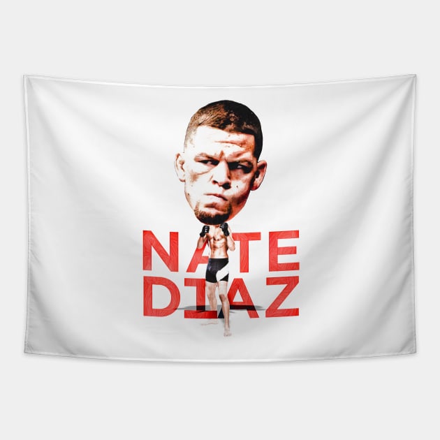 Nate Diaz Bobblehead Cartoon Tapestry by SavageRootsMMA