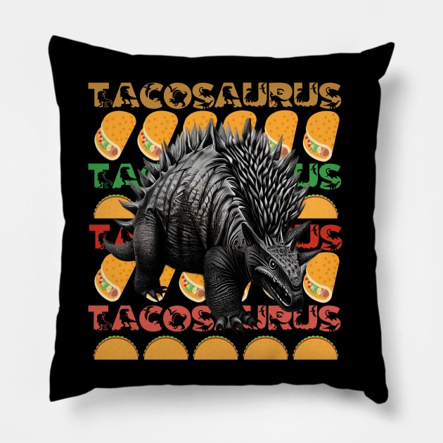 Tacosaurus Stegosaurus Dinosaur Pillow by Praizes