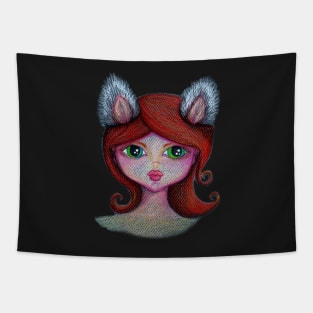 Girl with Wolf Ears Tapestry