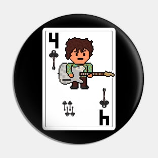 Pixelrockstars Four of Clubs Playing Card Pin