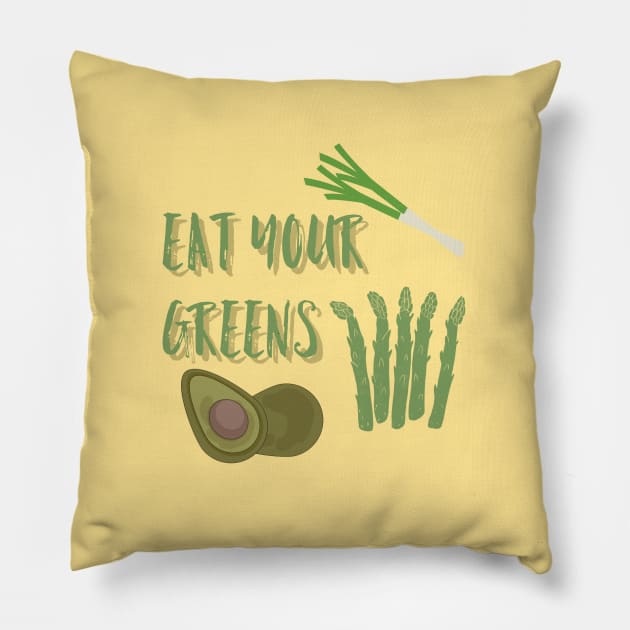 Eat Your Greens, Vegetarian Tshirt, Vegan TShirt, Vegetable Tshirt,  Garden Shirt,  Home Grown Pillow by Style Conscious