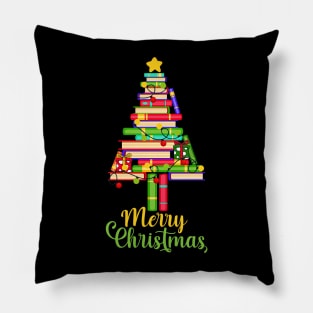 Merry Christmas Tree Shirt Love reading books Librarian Pillow