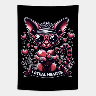 Valentine's Day Devon Rex Cat Tapestry