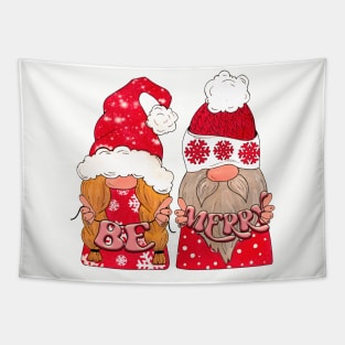 Be Merry Christmas Gnomes Tapestry