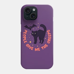 People give me the creeps a funny Halloween black cat Phone Case