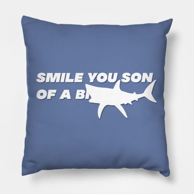 Smile You Son of a... Shark Design Pillow by Off the Page