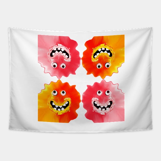 Slime Jelly Monster Emoji Pixel Smiling Face Tapestry by PlanetMonkey