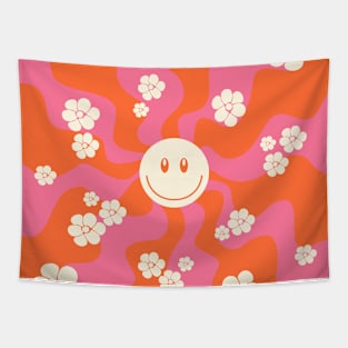 Smile - Pink, Orange and Cream Tapestry