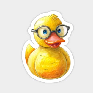 Cute Rubber Duck Wearing Glasses Magnet