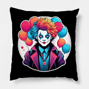 Clown Halloween Illustration Pillow