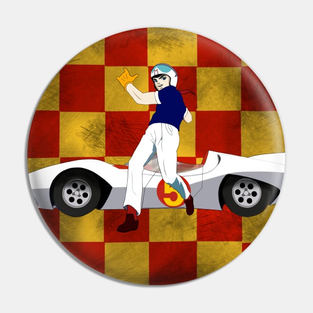 Speed Racer Leap - Distressed Pin by DistractedGeek