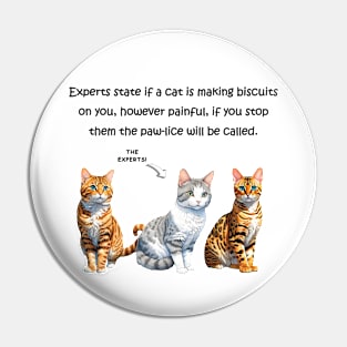 Experts state if a cat is making biscuits on you - funny watercolour cat design Pin