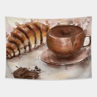 Painting of Chocolate Delights, Pastry and Hot Cocoa Tapestry