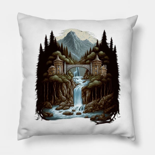 A Homely House at the Valley - Fantasy Pillow by Fenay-Designs